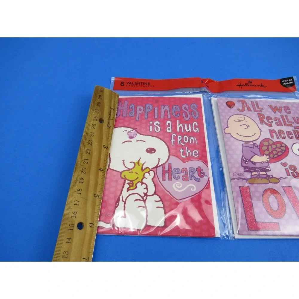 PEANUTS Snoopy, Woodstock & Charlie Brown Hallmark Valentine's Day Cards ~6 pack
